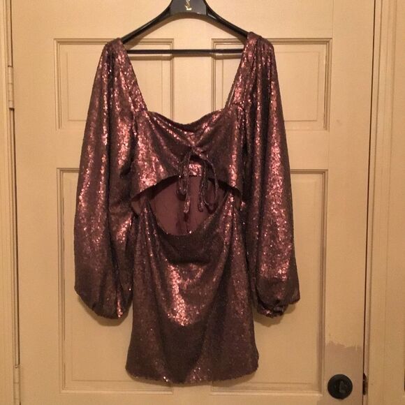 Kat Long Sleeve Bodycon Mini Dress in Chocolate Sequin - Showpo Bodycon Dresses - Picture 6 of 12